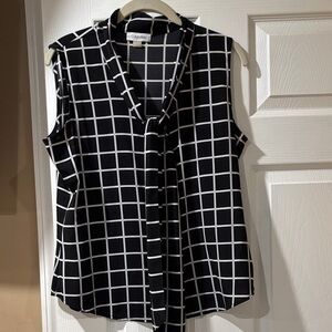 Calvin Klein Black and White Checkered Blouse